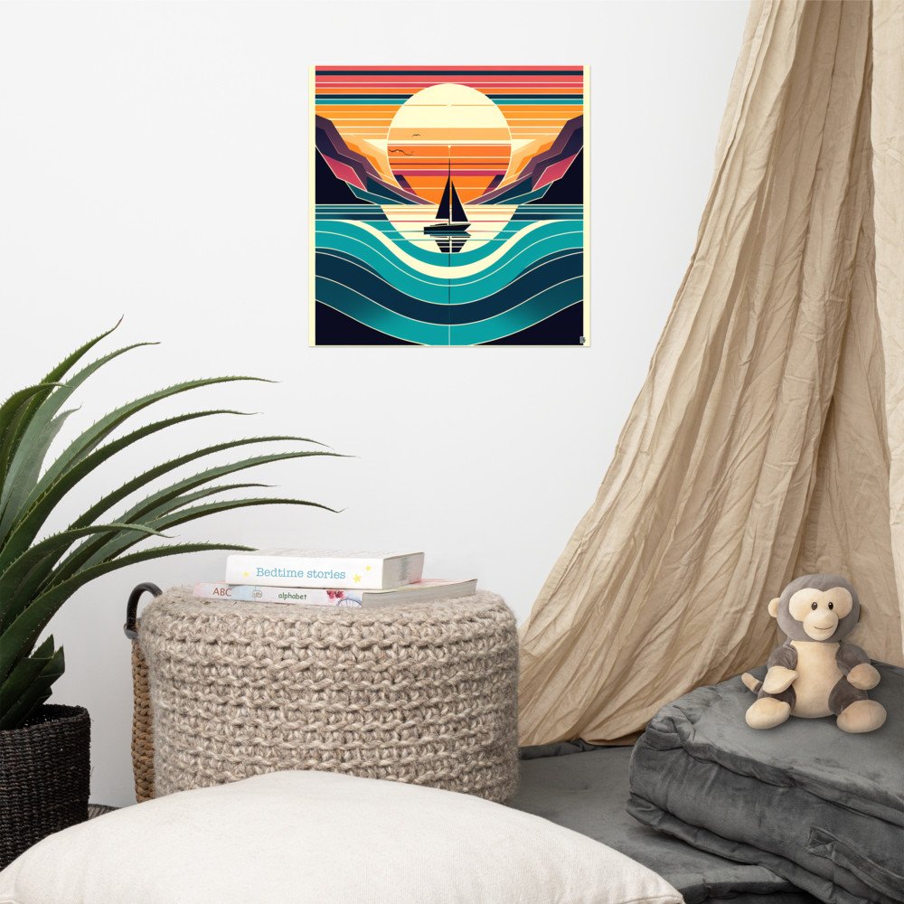 Geometric Sunset Sailboat