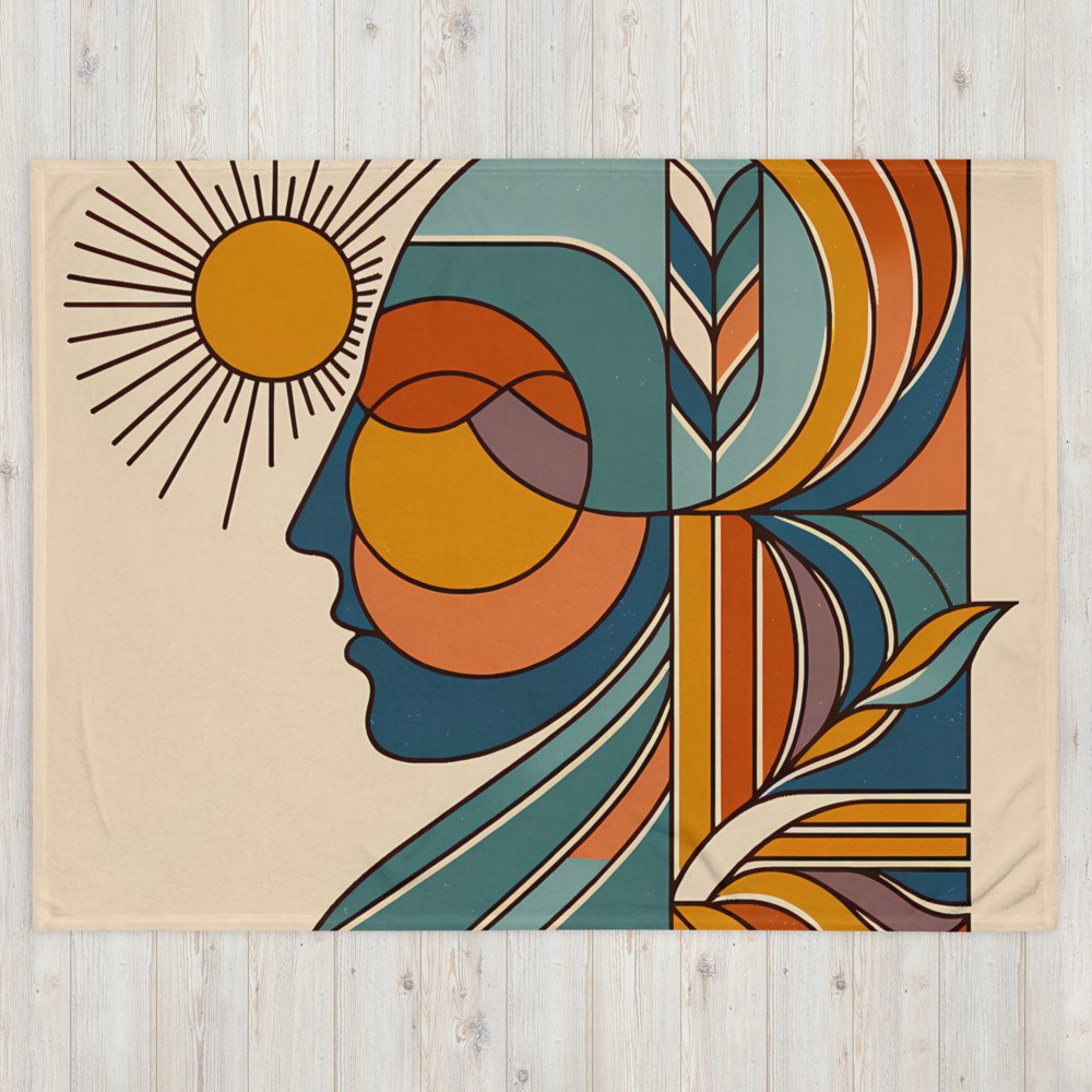 Abstract Sun Face Line Illustration