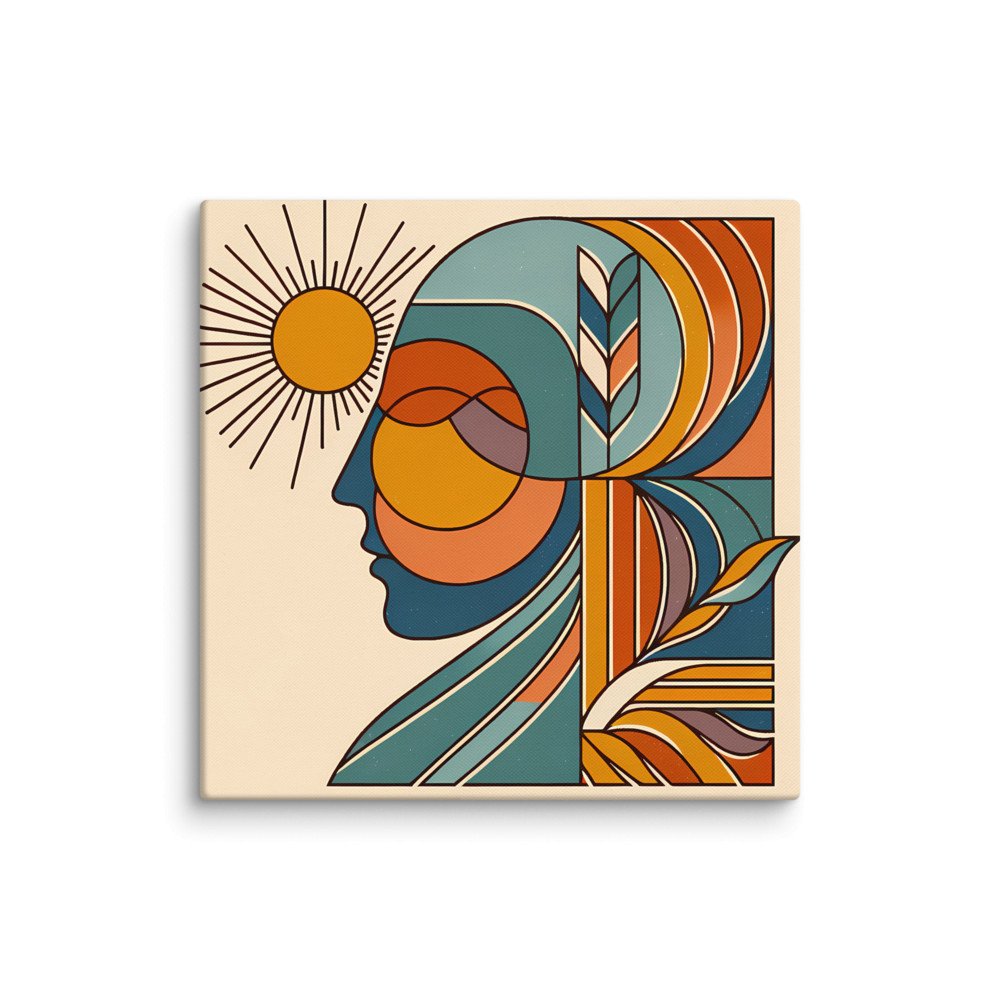 Abstract Sun Face Line Illustration