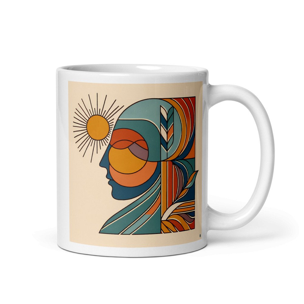 Abstract Sun Face Line Illustration