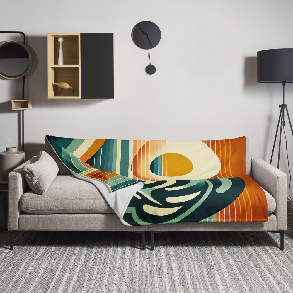 Geometric Sun and Monstera Abstract