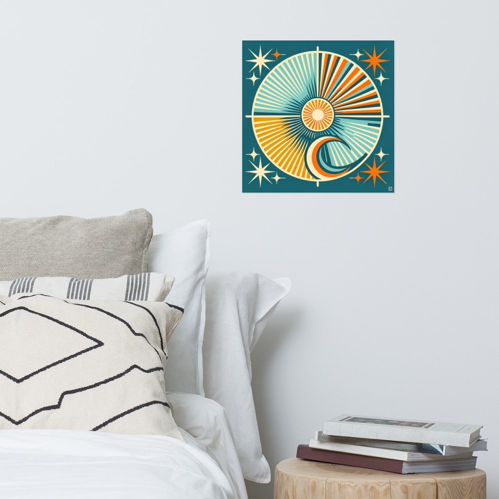 Geometric Sun and Moon Starburst