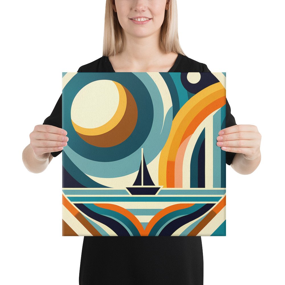 Geometric Sailboat Sunset — Canvas Print