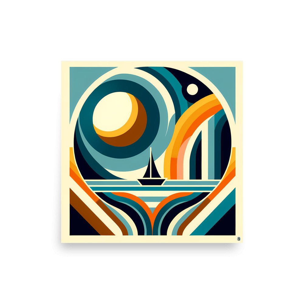 Geometric Sailboat Sunset