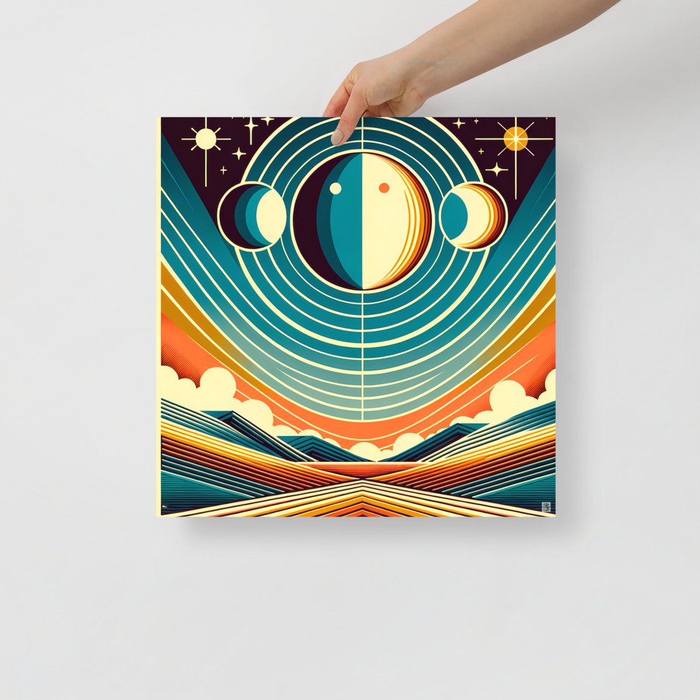 Geometric Moon Phases Over Abstract Horizon