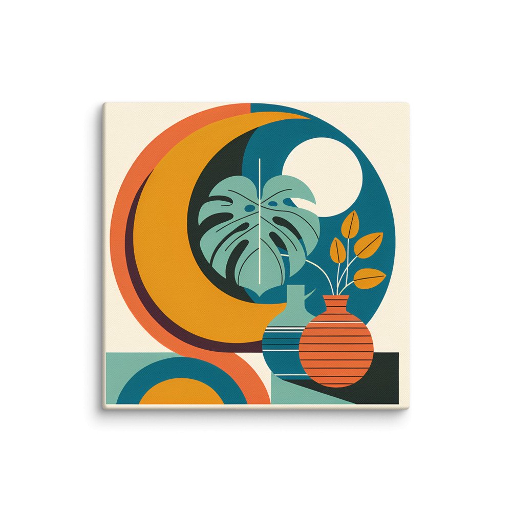 Abstract Botanical Vase and Monstera Shapes