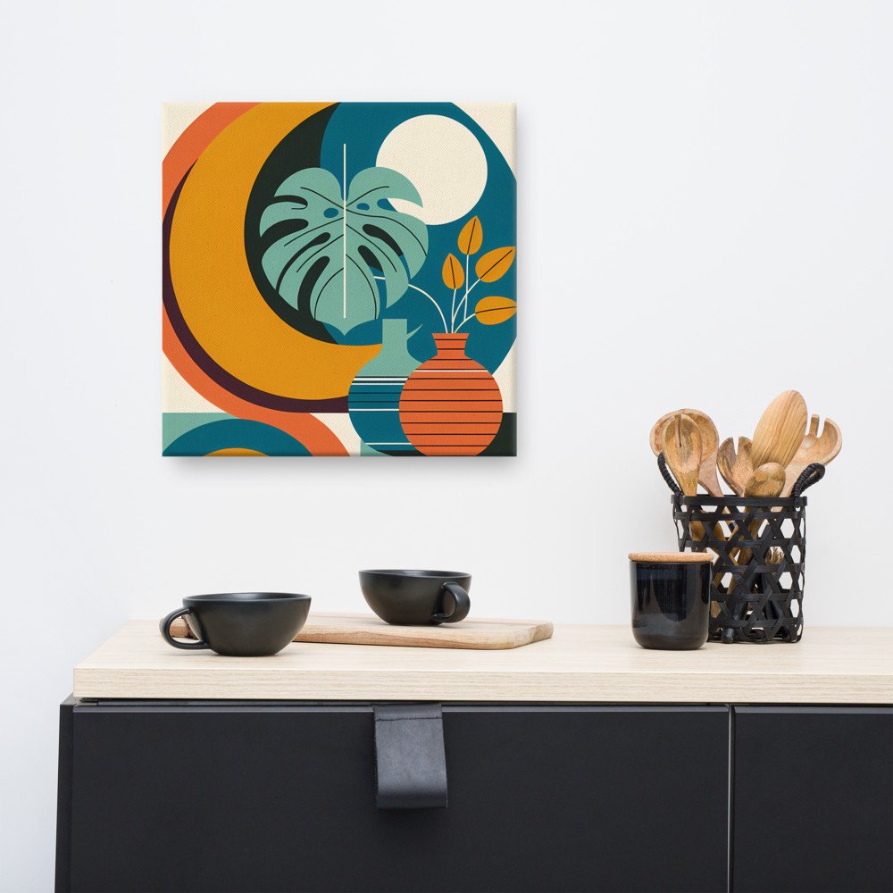 Abstract Botanical Vase and Monstera Shapes