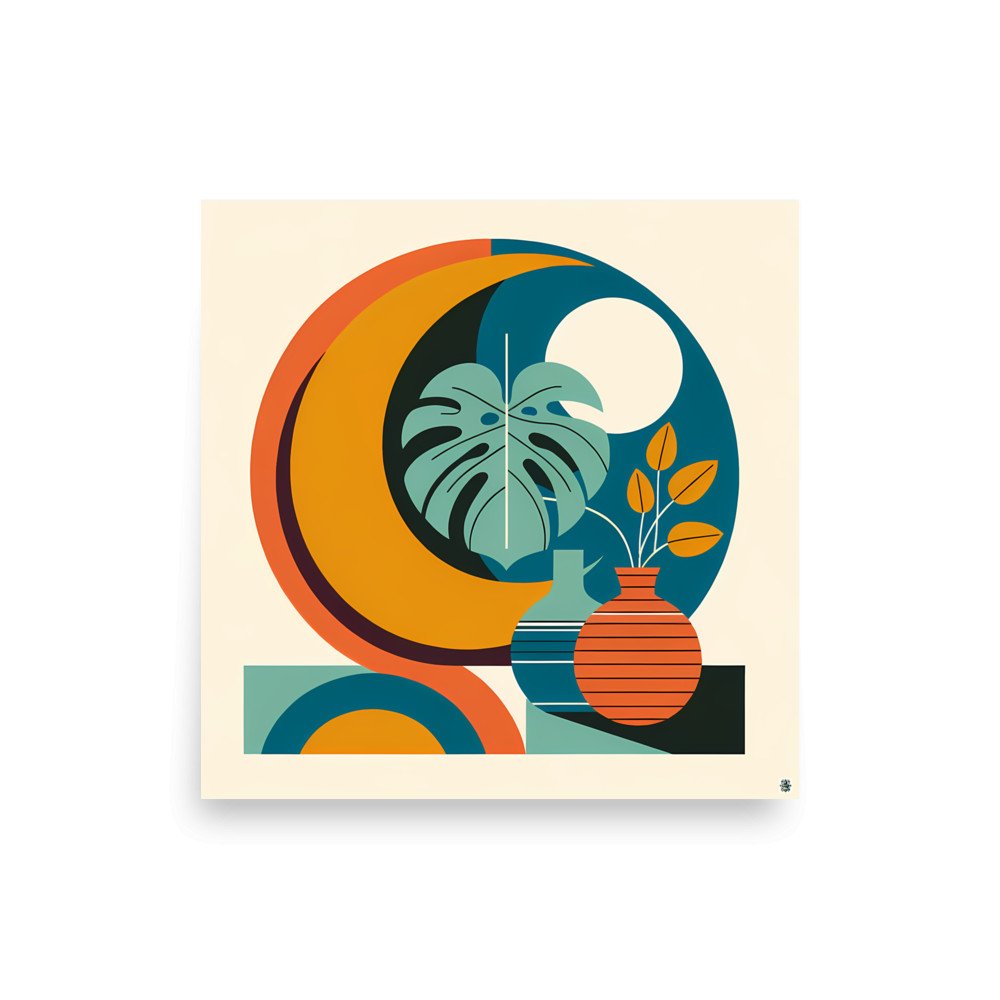 Abstract Botanical Vase and Monstera Shapes