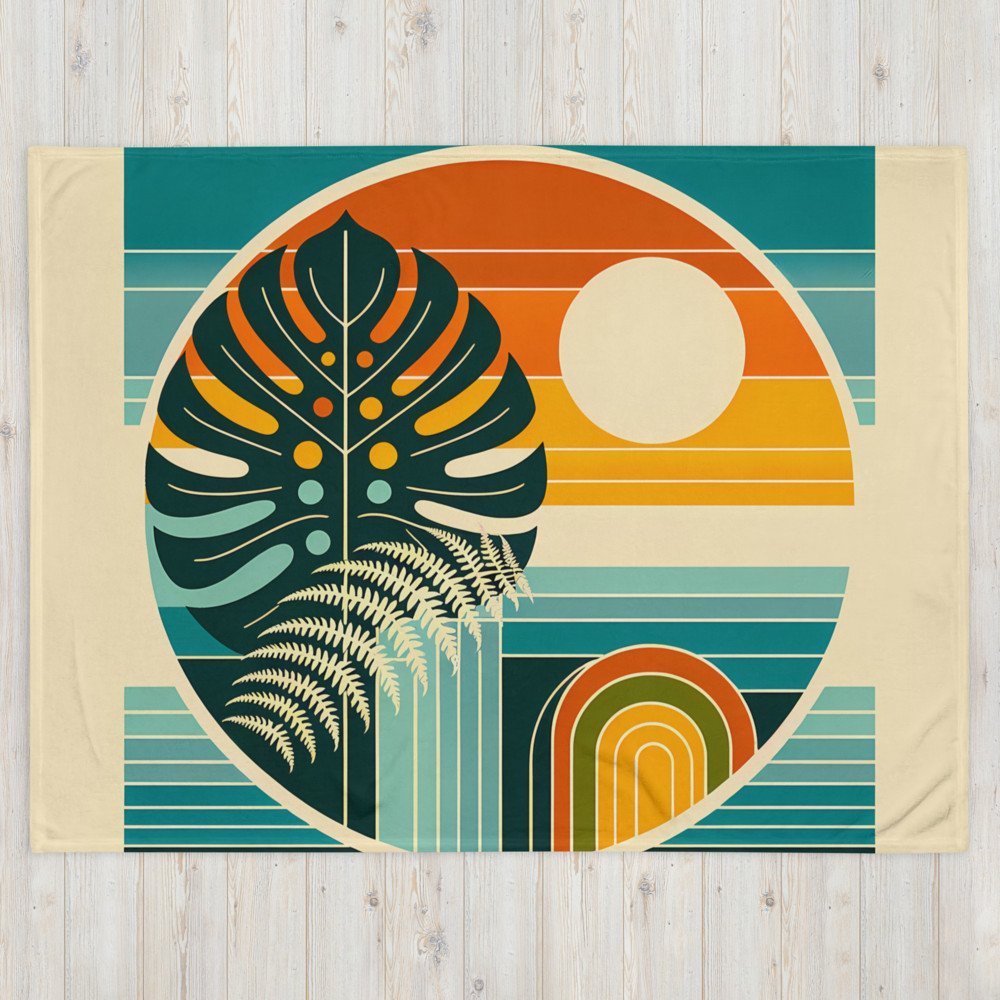 Abstract Botanical Sun and Monstera
