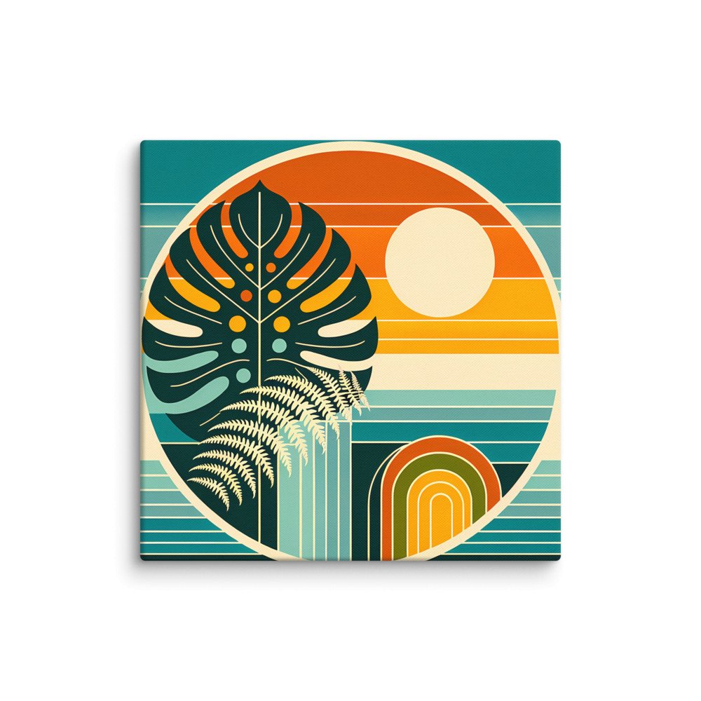 Abstract Botanical Sun and Monstera