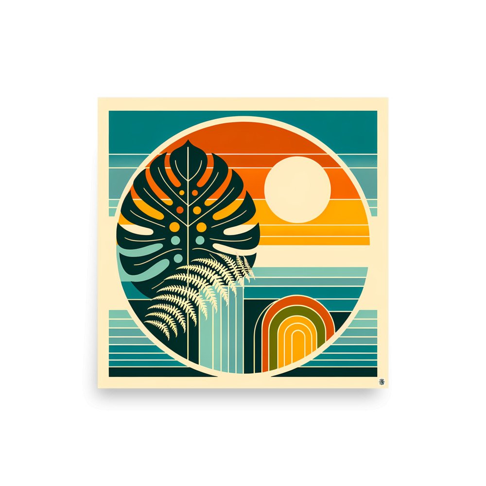Abstract Botanical Sun and Monstera