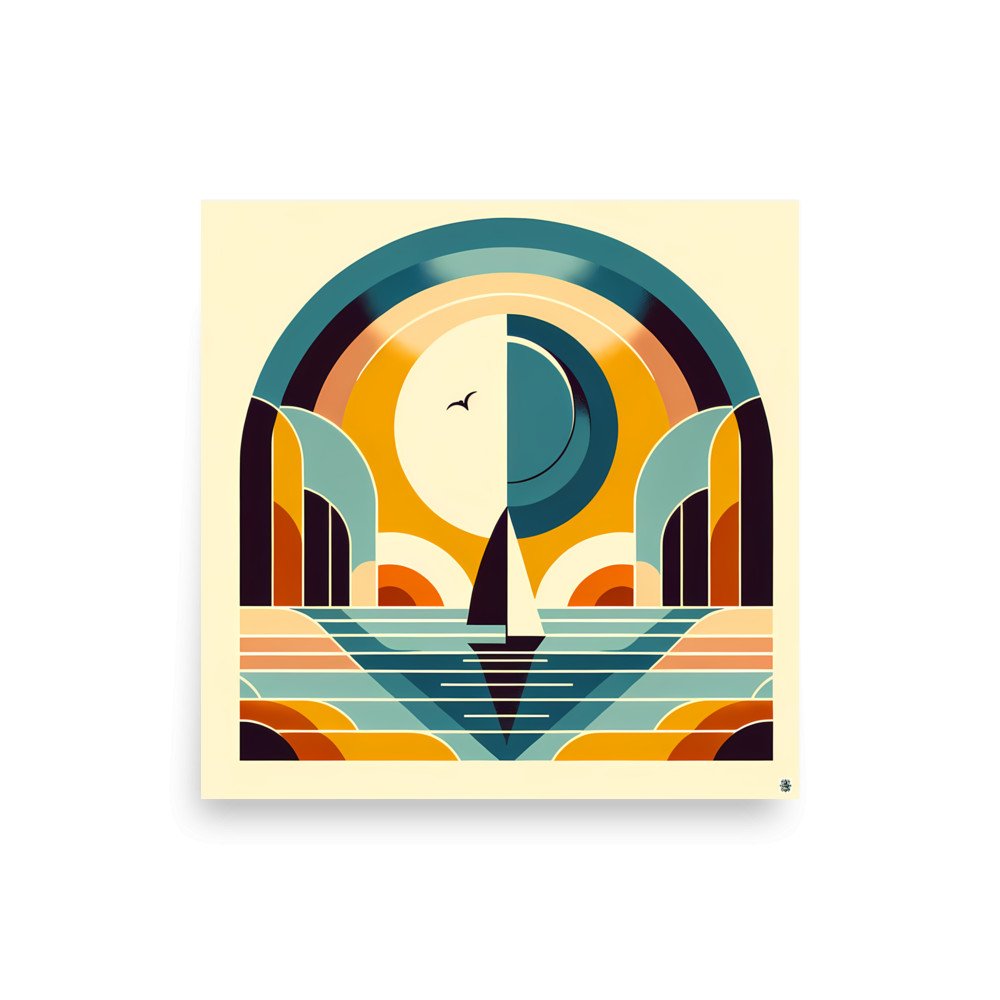 Geometric Sailboat Sunset Arches