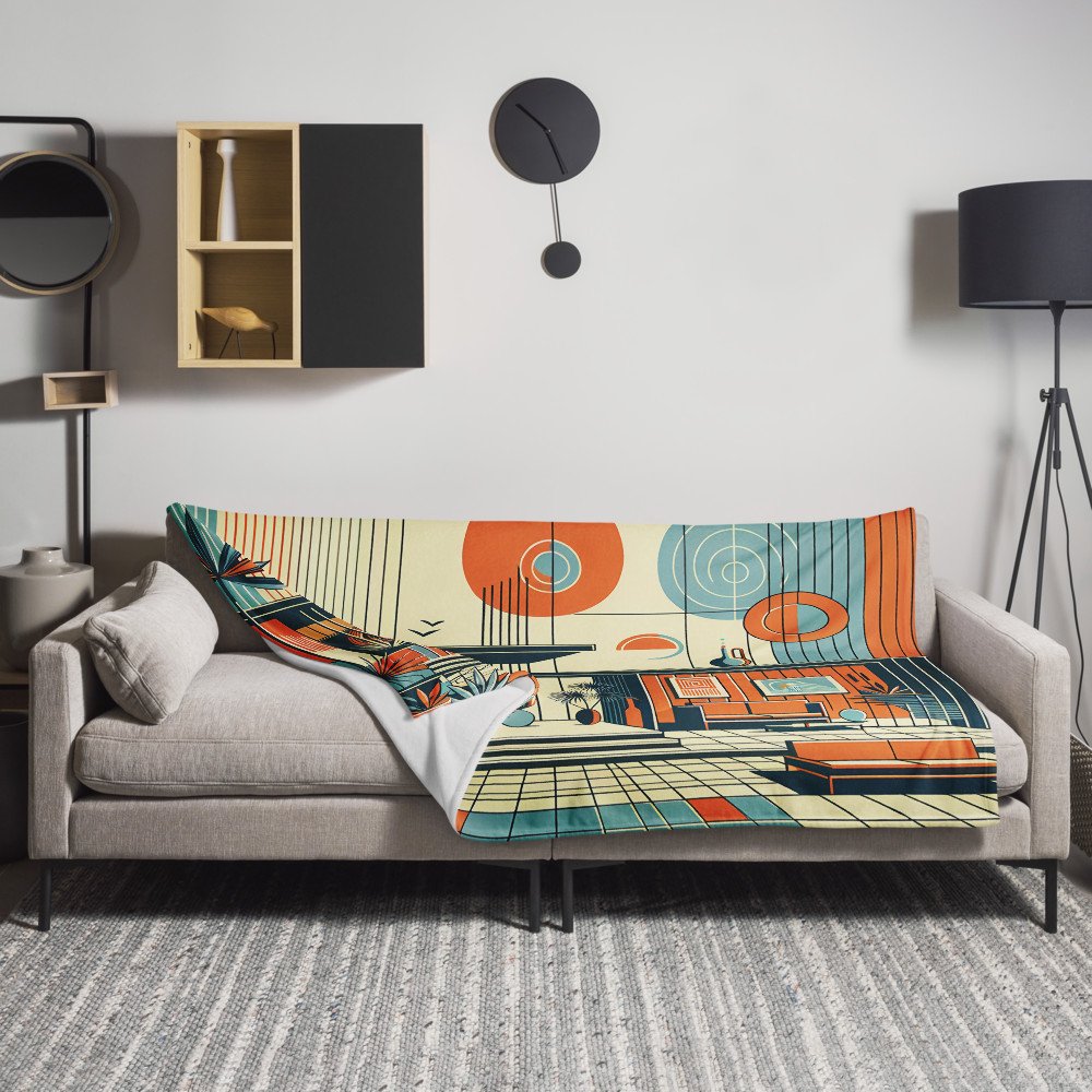 Mid Century Modern Geometric House Illustration