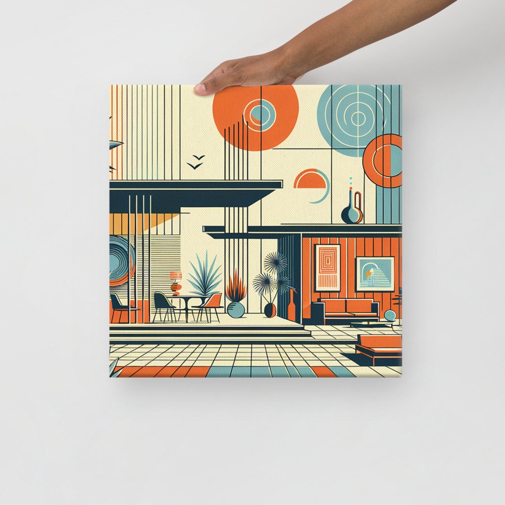 Mid Century Modern Geometric House Illustration