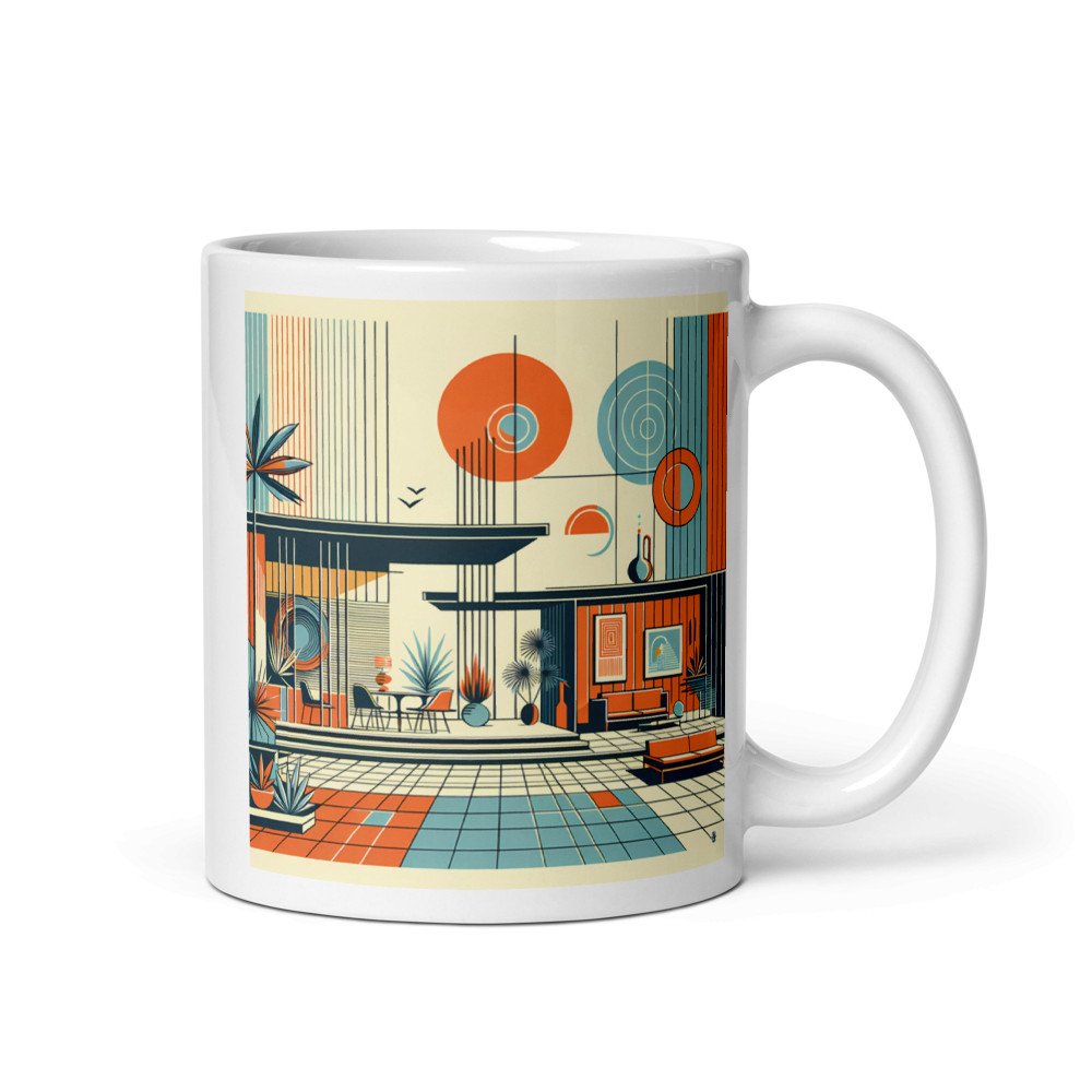 Mid Century Modern Geometric House Illustration