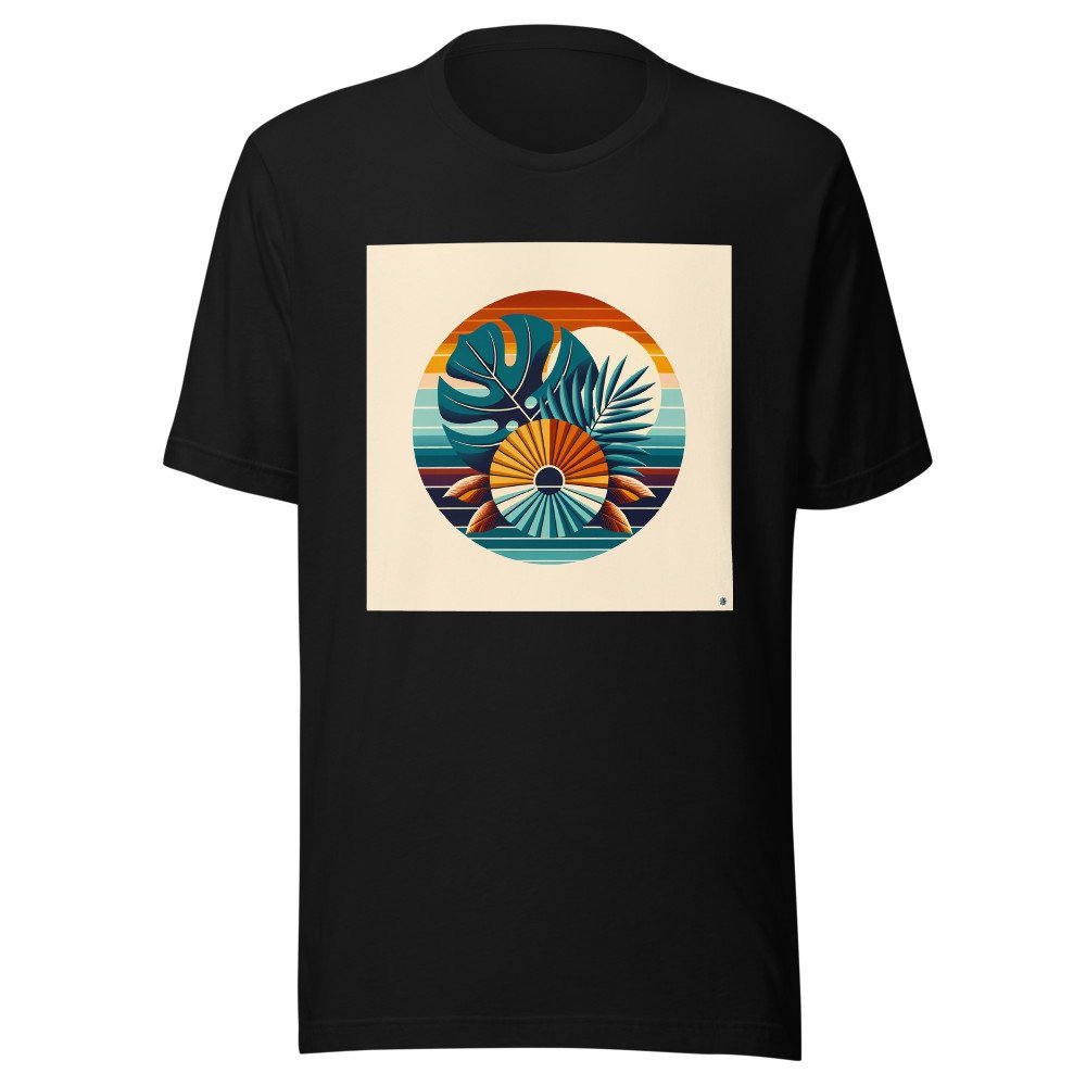 Abstract Tropical Leaves Sunset Circle