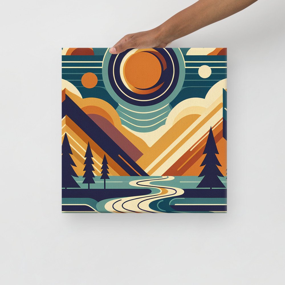 Geometric Mountain Peaks with Winding River