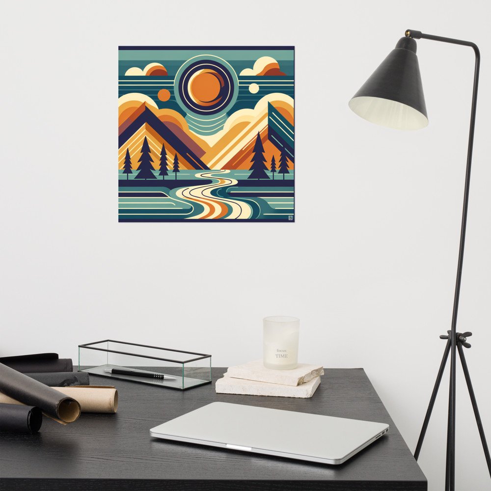 Geometric Mountain Peaks with Winding River