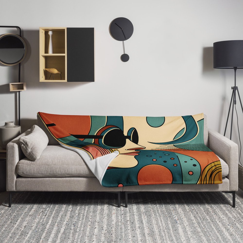 Abstract Line Face with Moon and Geometric Shapes