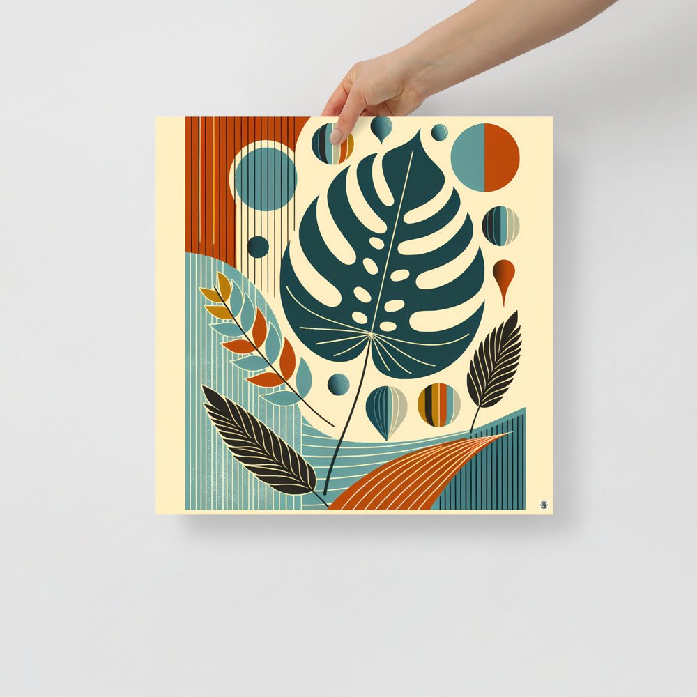 Abstract Botanical Monstera and Leaves