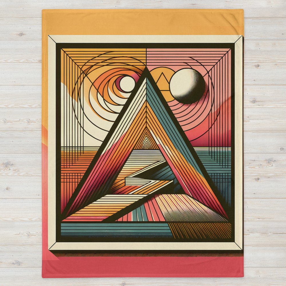 Retro Geometric Triangle Sun and Moon Abstract Art
