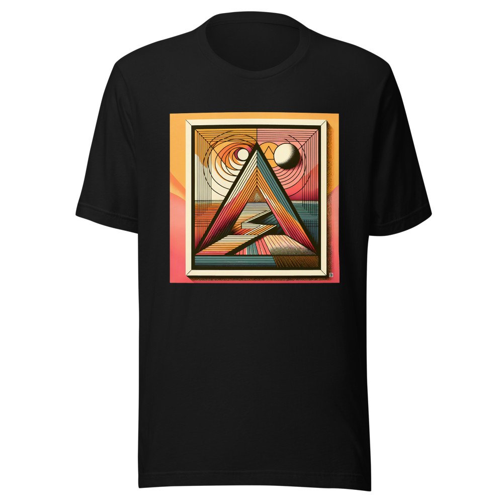 Retro Geometric Triangle Sun and Moon Abstract Art