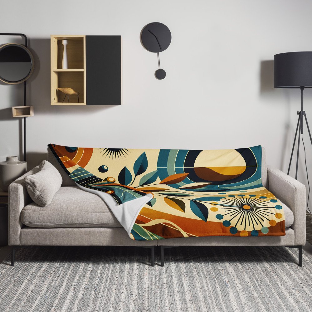 Abstract Botanical Vase with Geometric Flower