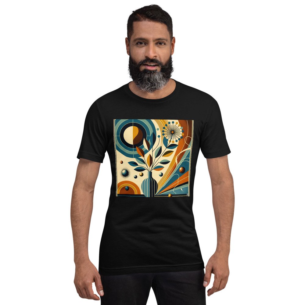 Abstract Botanical Vase with Geometric Flower