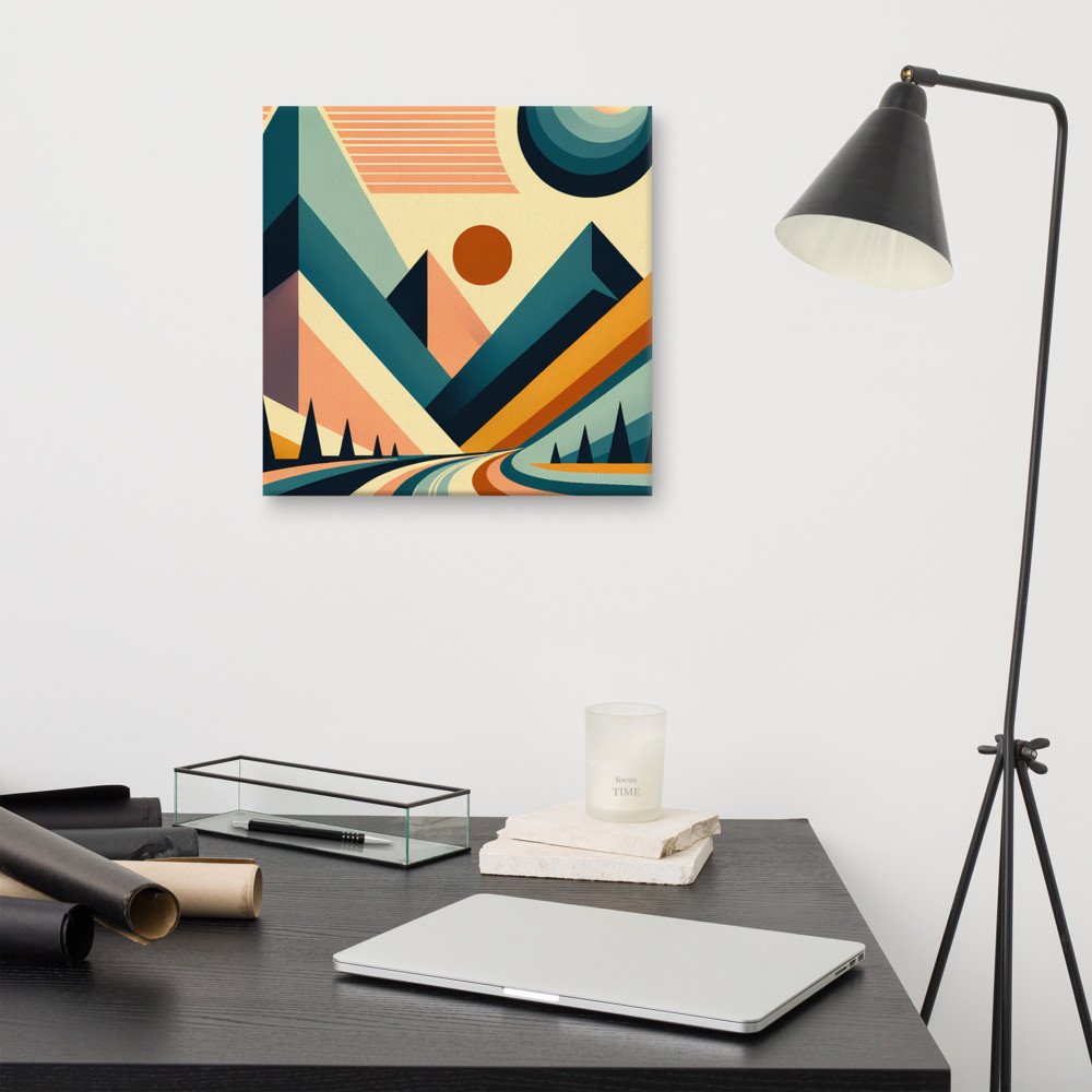 Geometric Mountain Road at Sunset