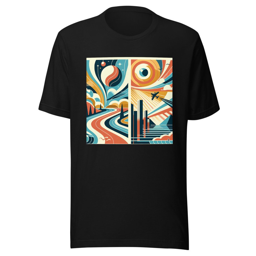 Retro Mid Century Modern Sky and Cityscape Diptych