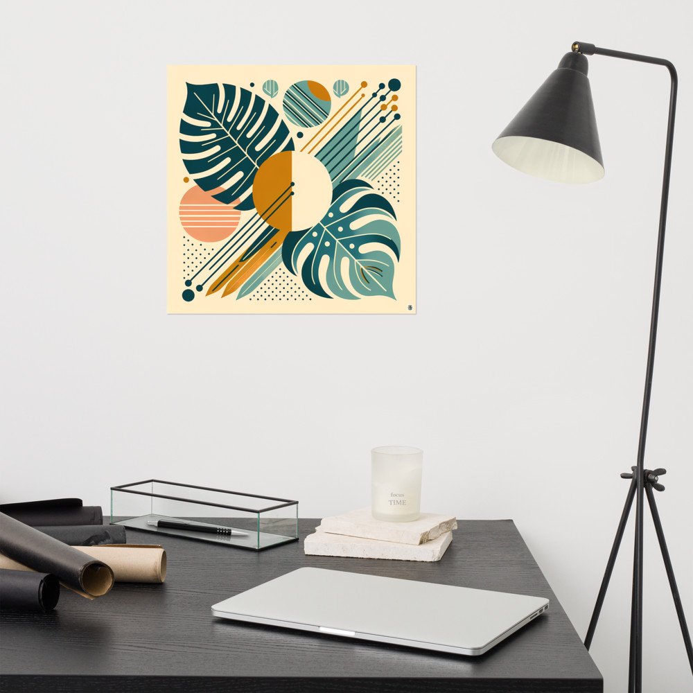 Geometric Monstera Leaf Abstract