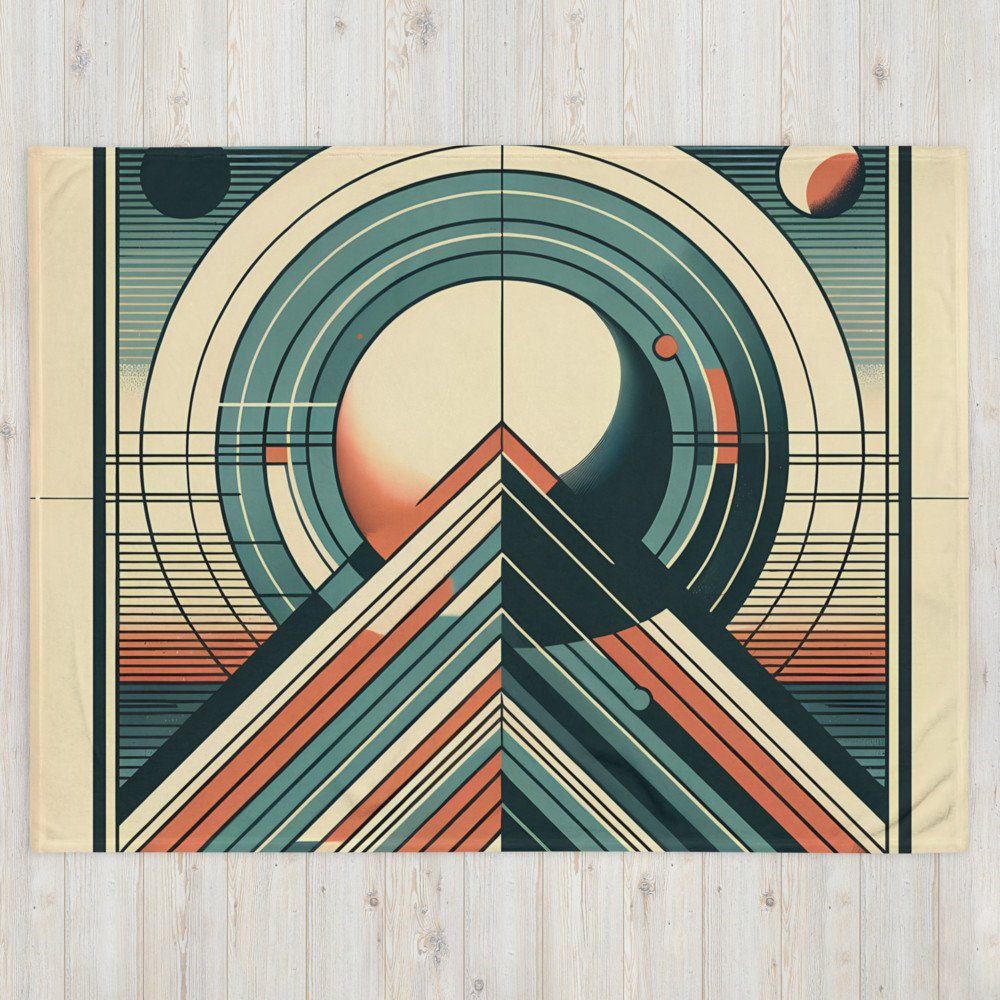 Retro Geometric Mountain with Planets