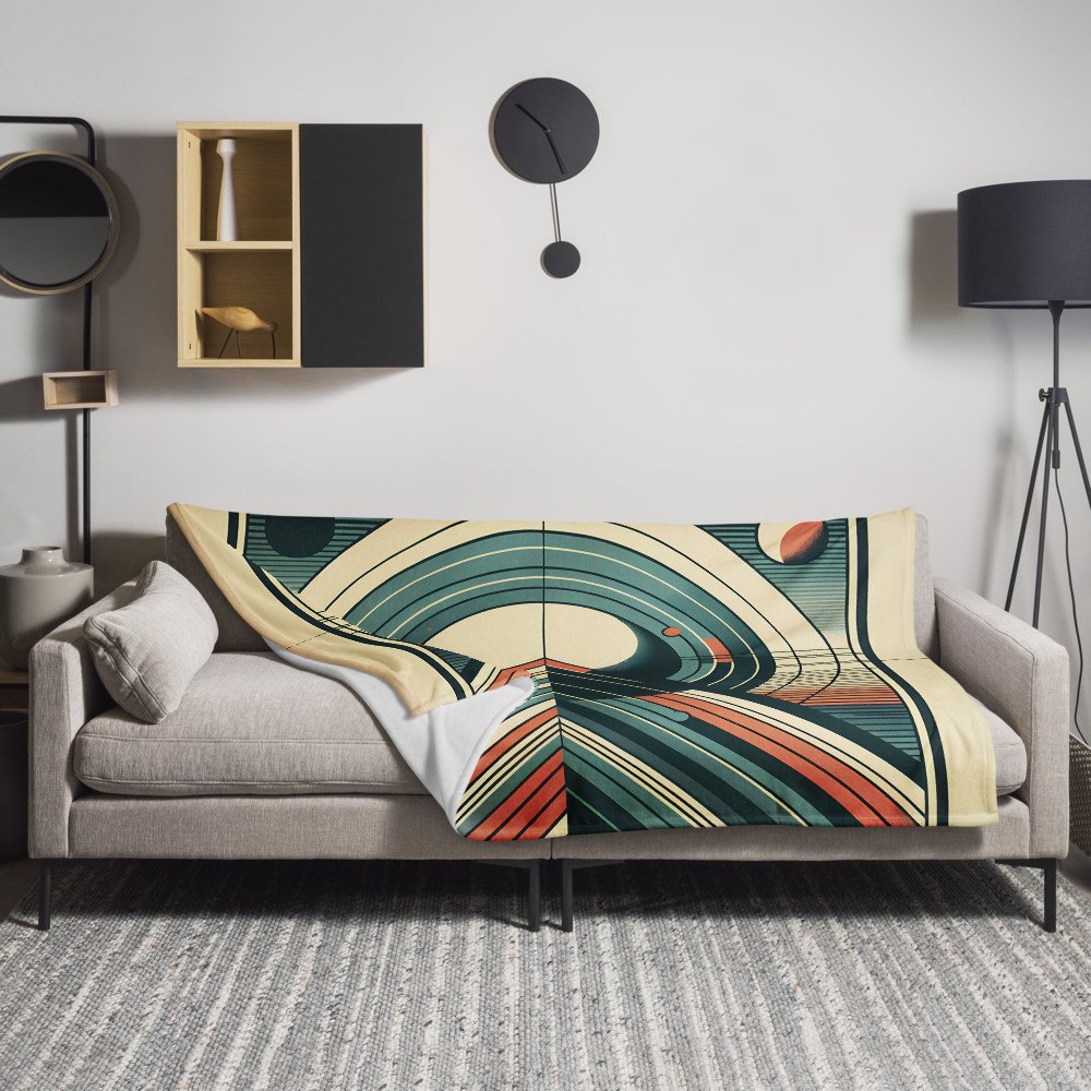 Retro Geometric Mountain with Planets