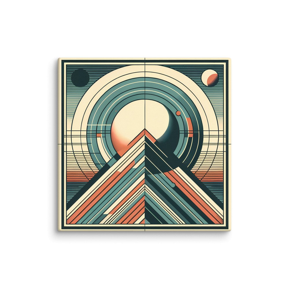 Retro Geometric Mountain with Planets