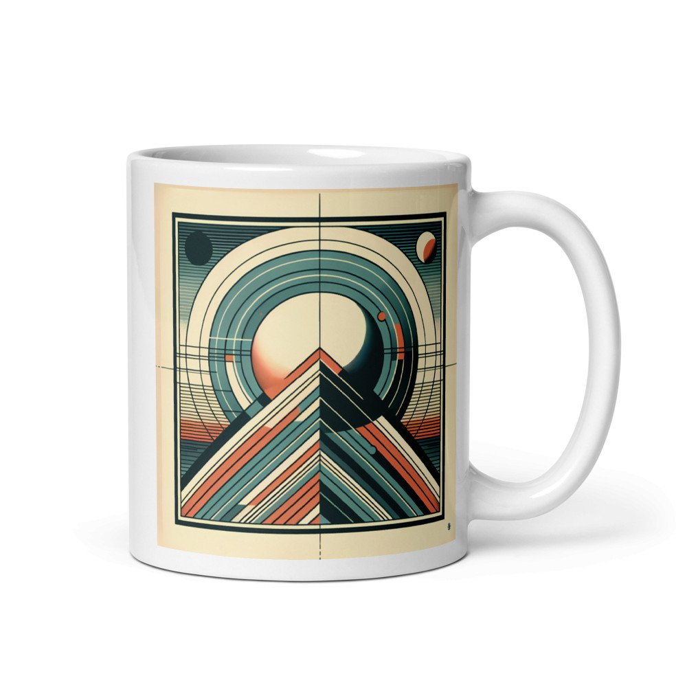 Retro Geometric Mountain with Planets