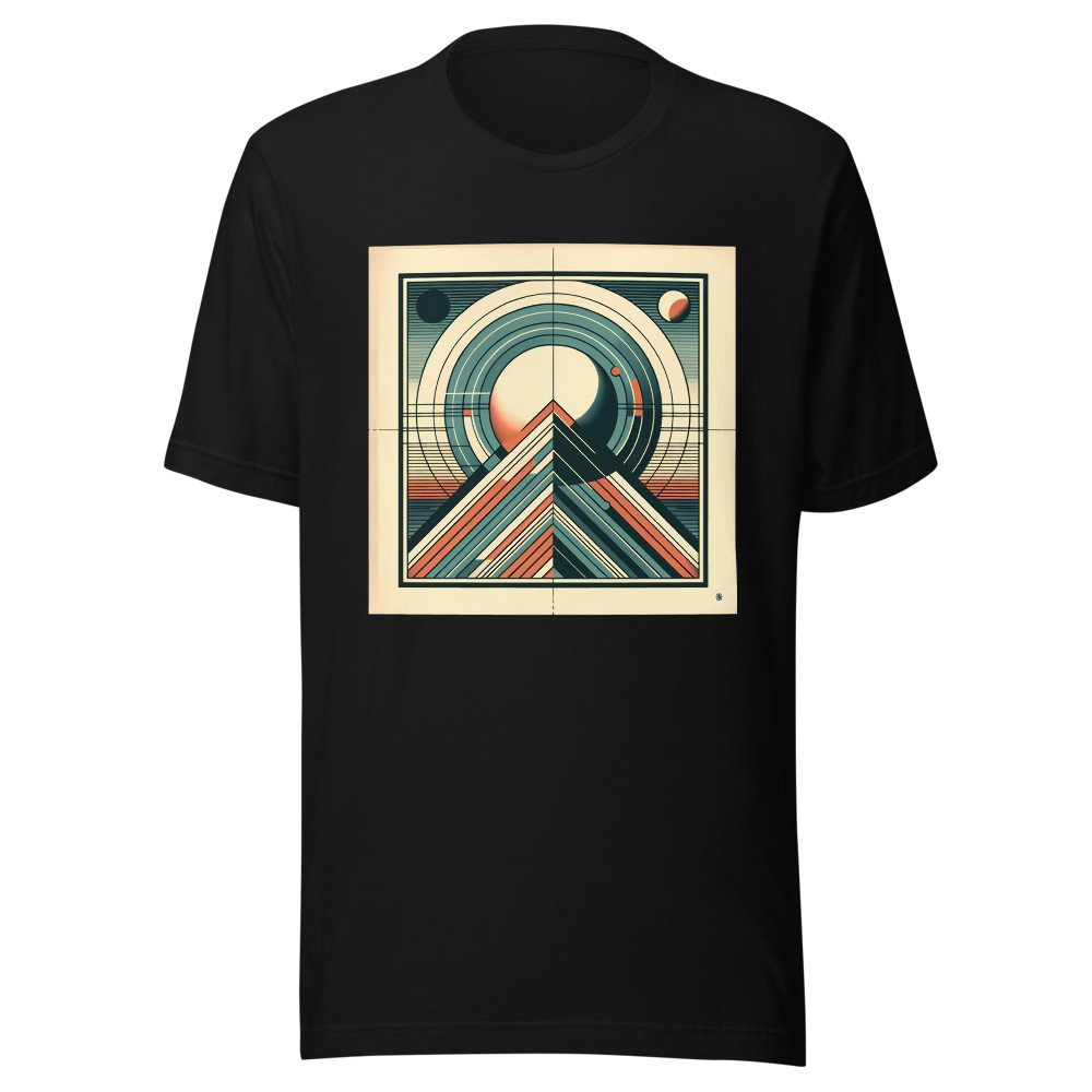 Retro Geometric Mountain with Planets