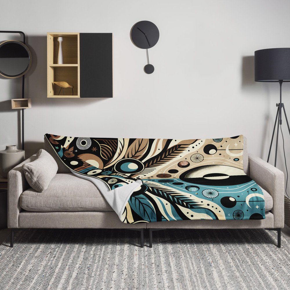 Retro Sun and Moon Geometric Botanical Abstract