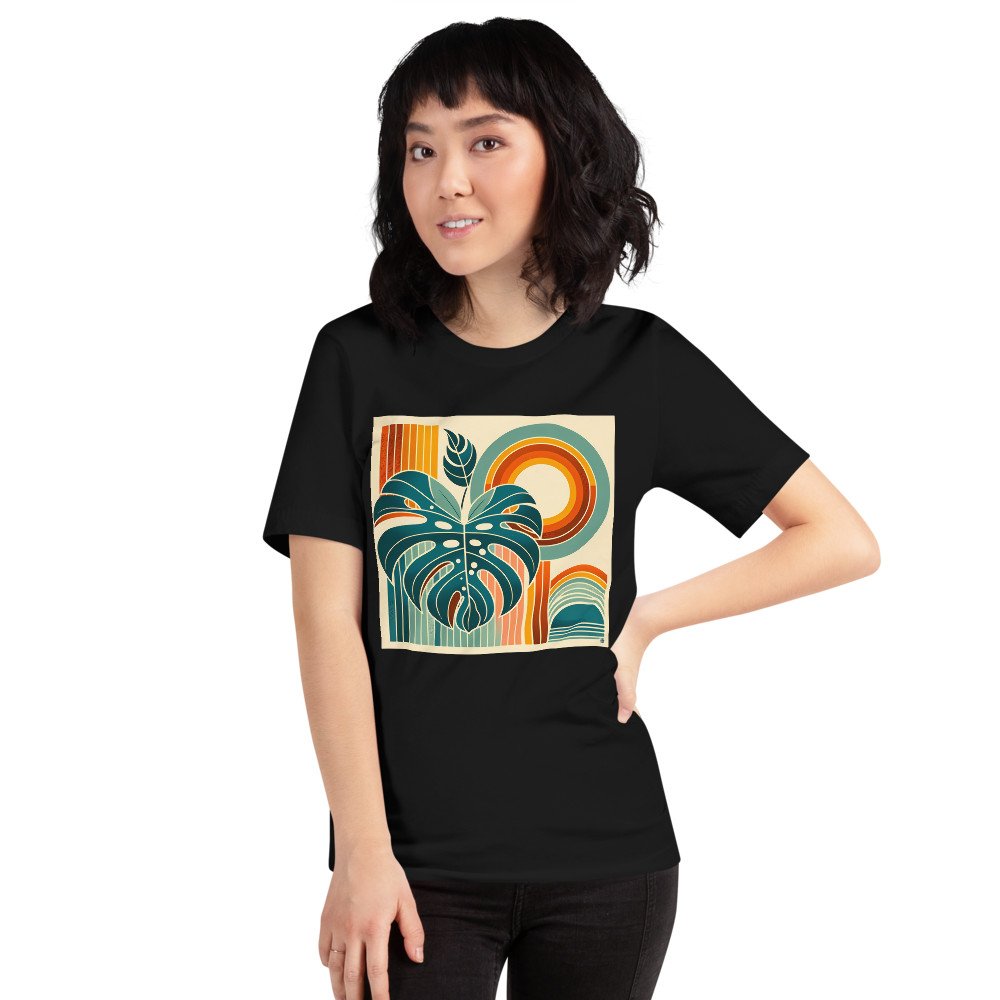 Geometric Monstera with Retro Sun Arches