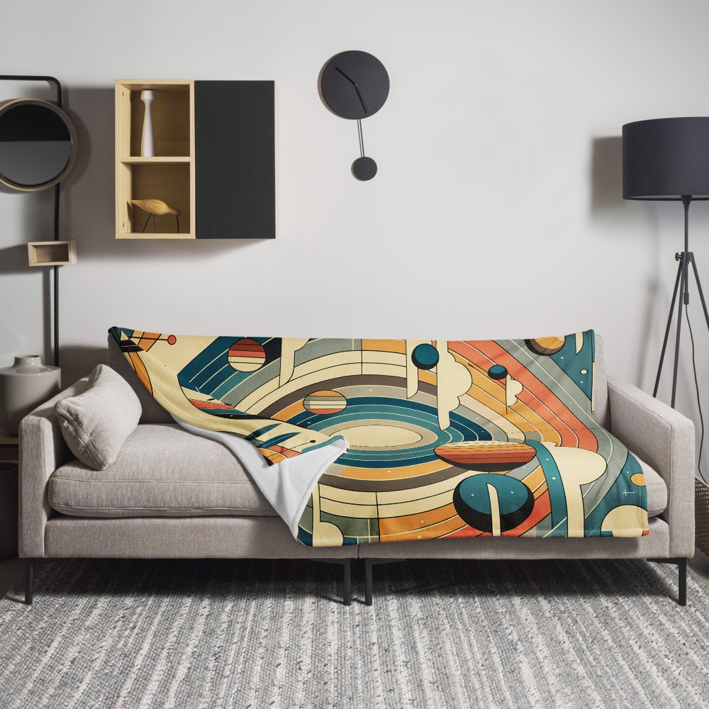 Retro Geometric Space Planets with Rainbow Rings