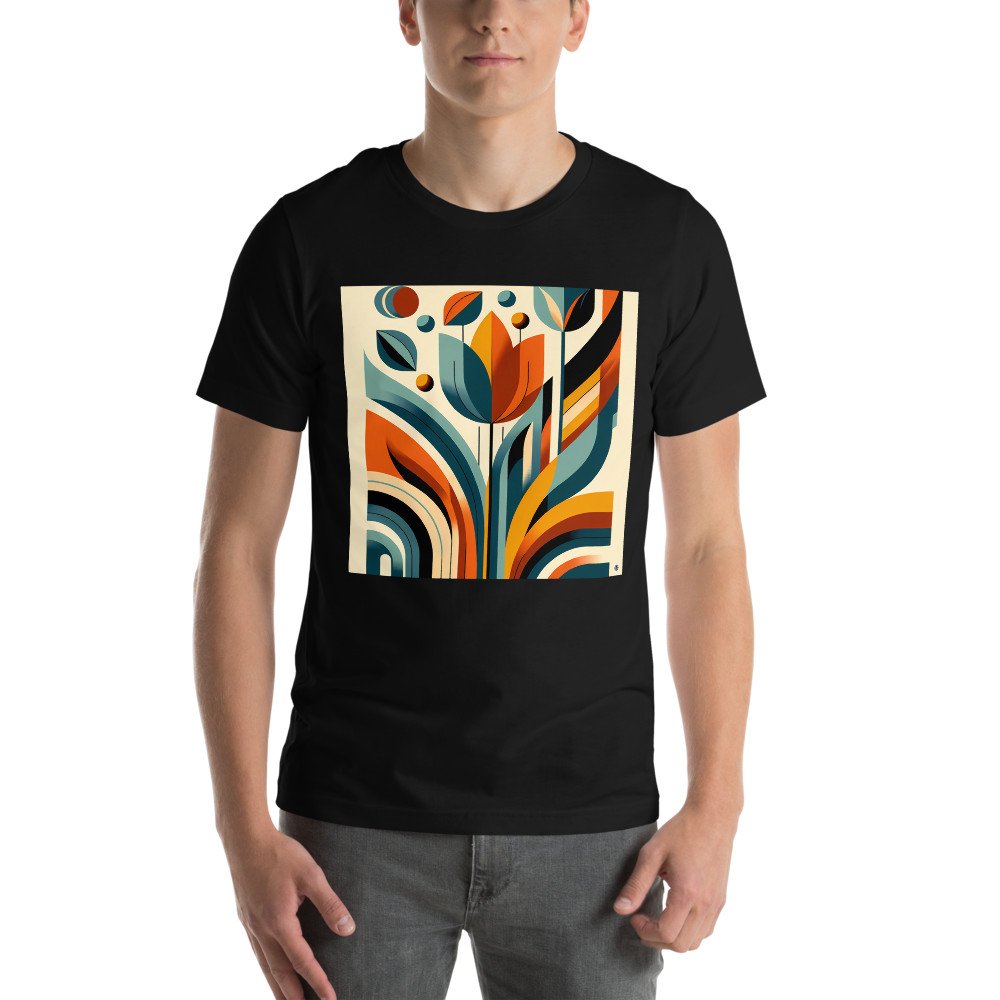 Geometric Botanical Flower in Teal and Orange