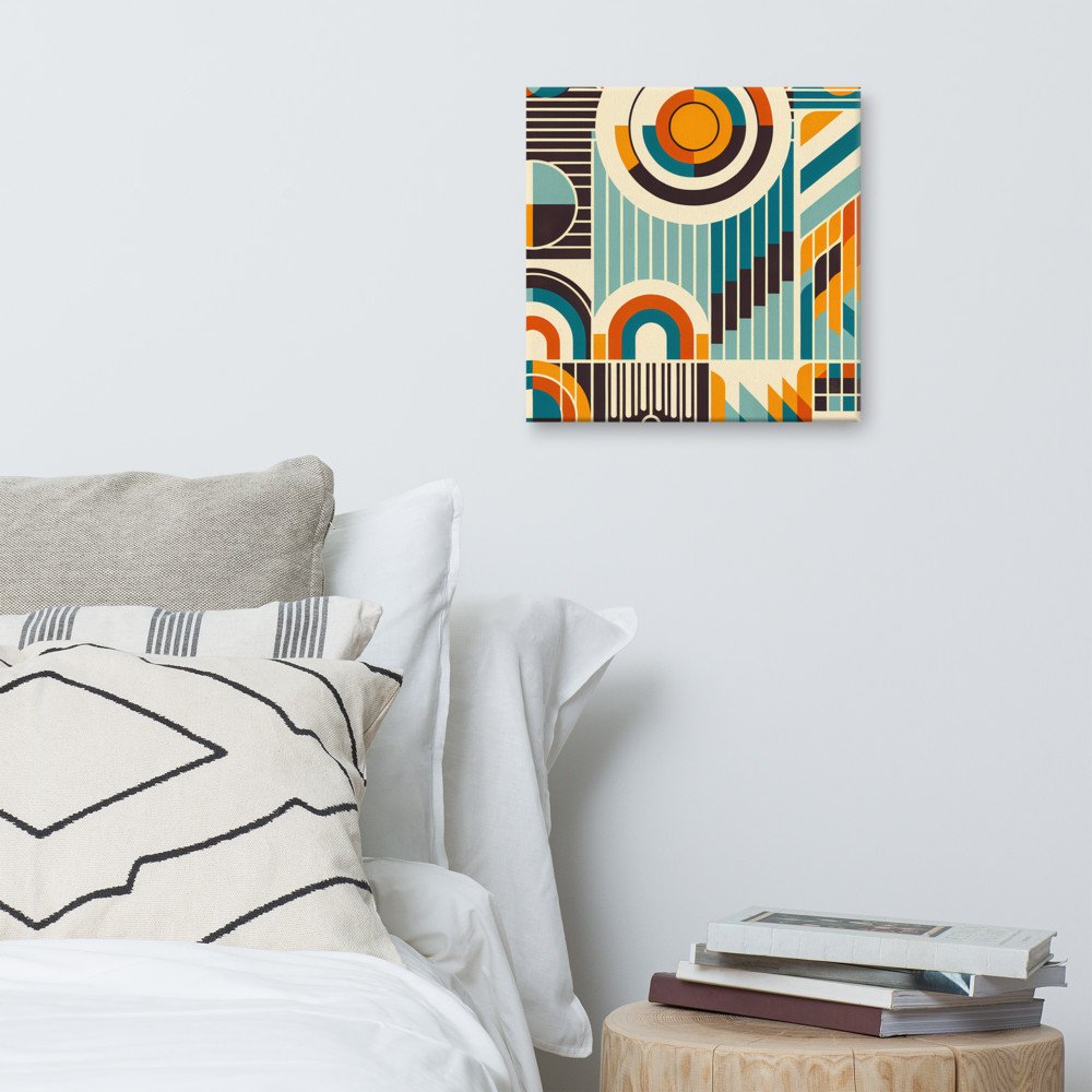 Retro Geometric Circles and Stripes Composition