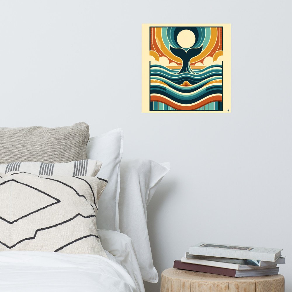 Geometric Whale Tail and Ocean Waves — Poster