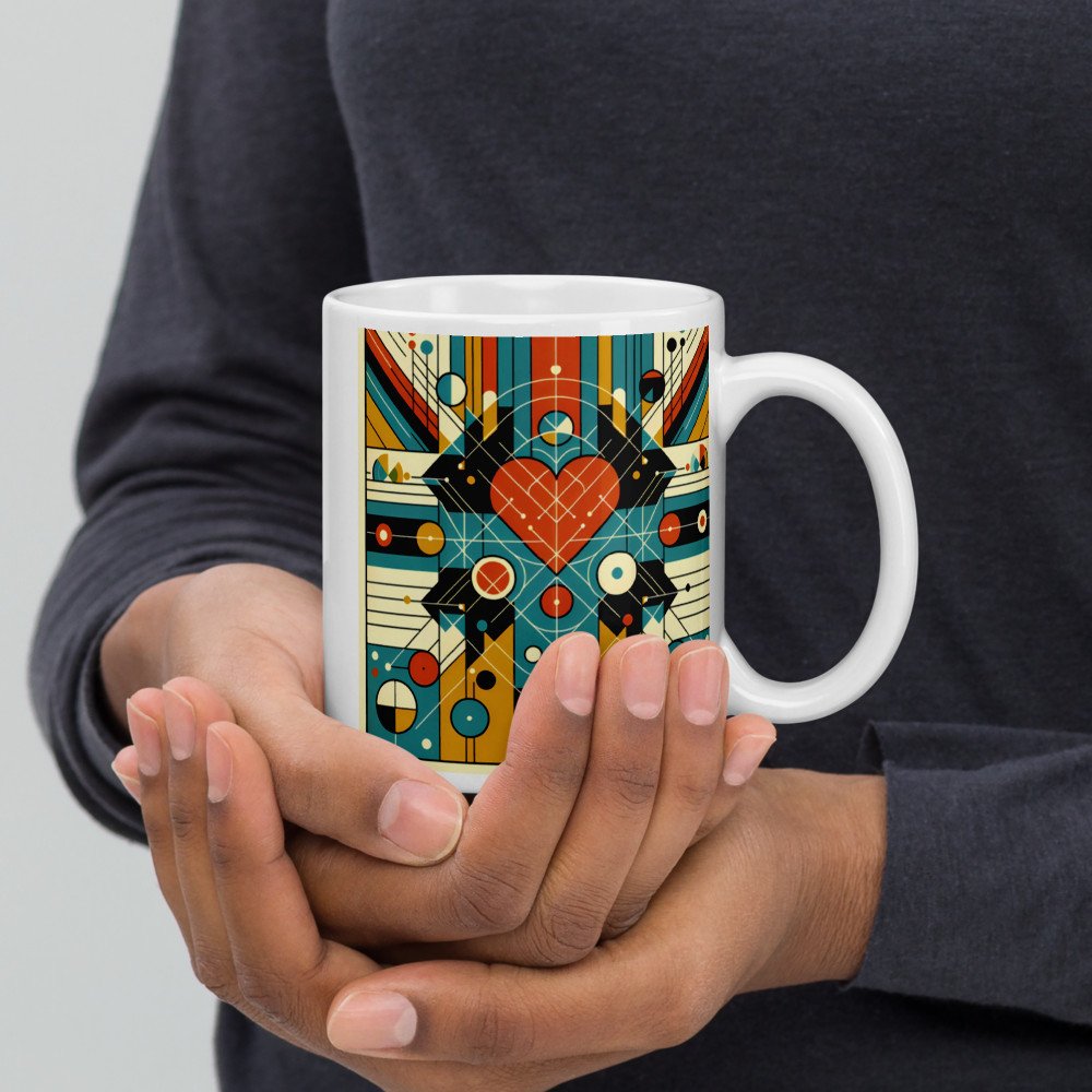 Geometric Heart Abstract Composition — Mug