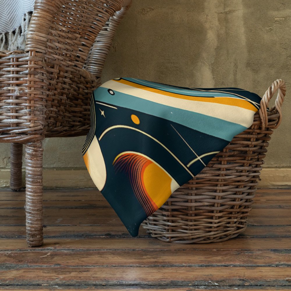 Retro Space Rocket and Planets in Geometric Orbits