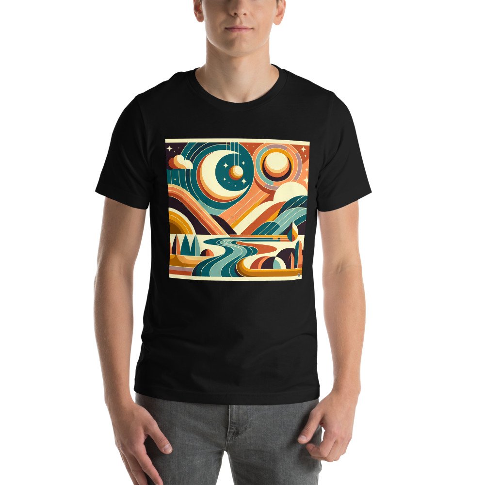 Retro Moon and Sun Abstract Landscape — T-Shirt