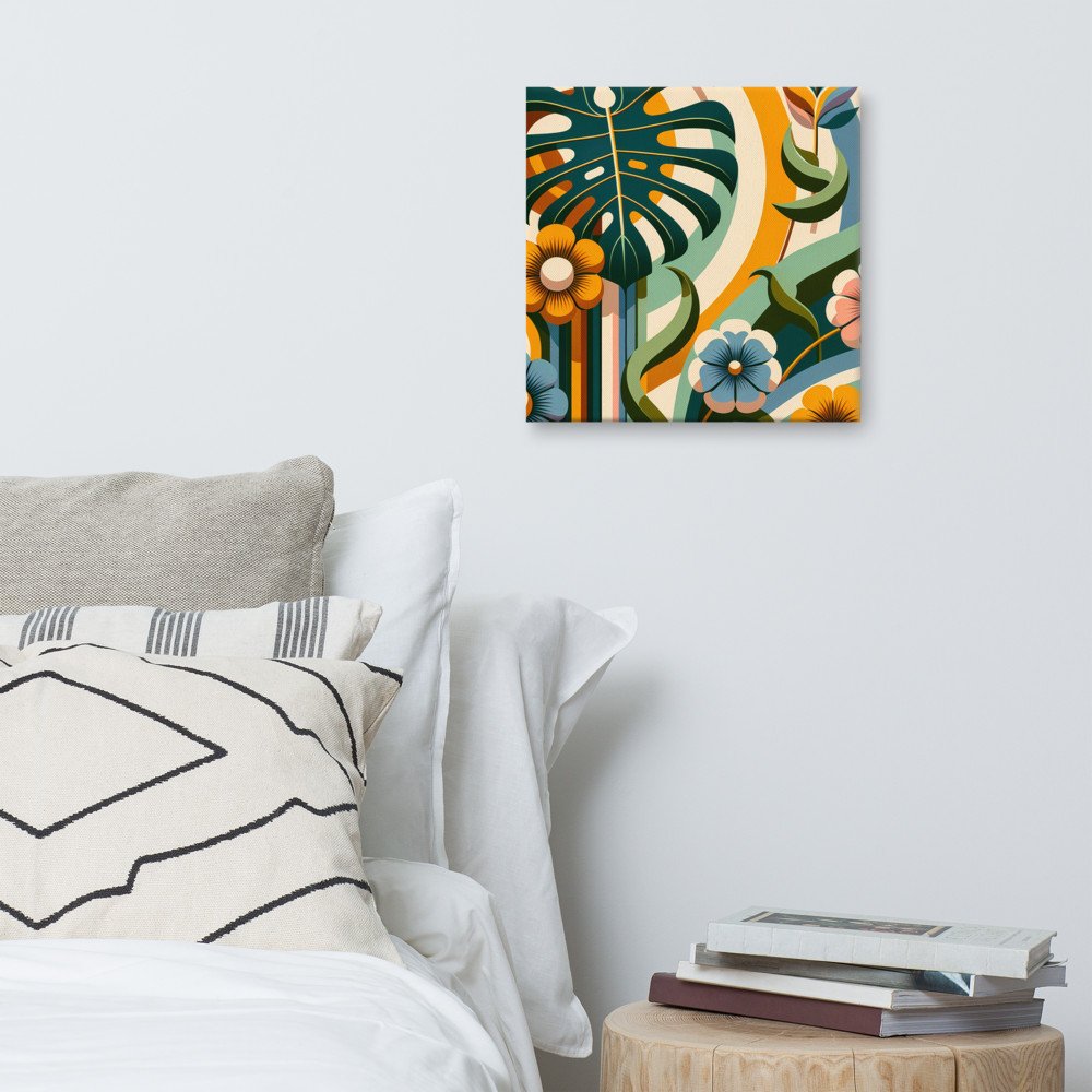 Abstract Botanical Leaves and Flowers — Canvas Print