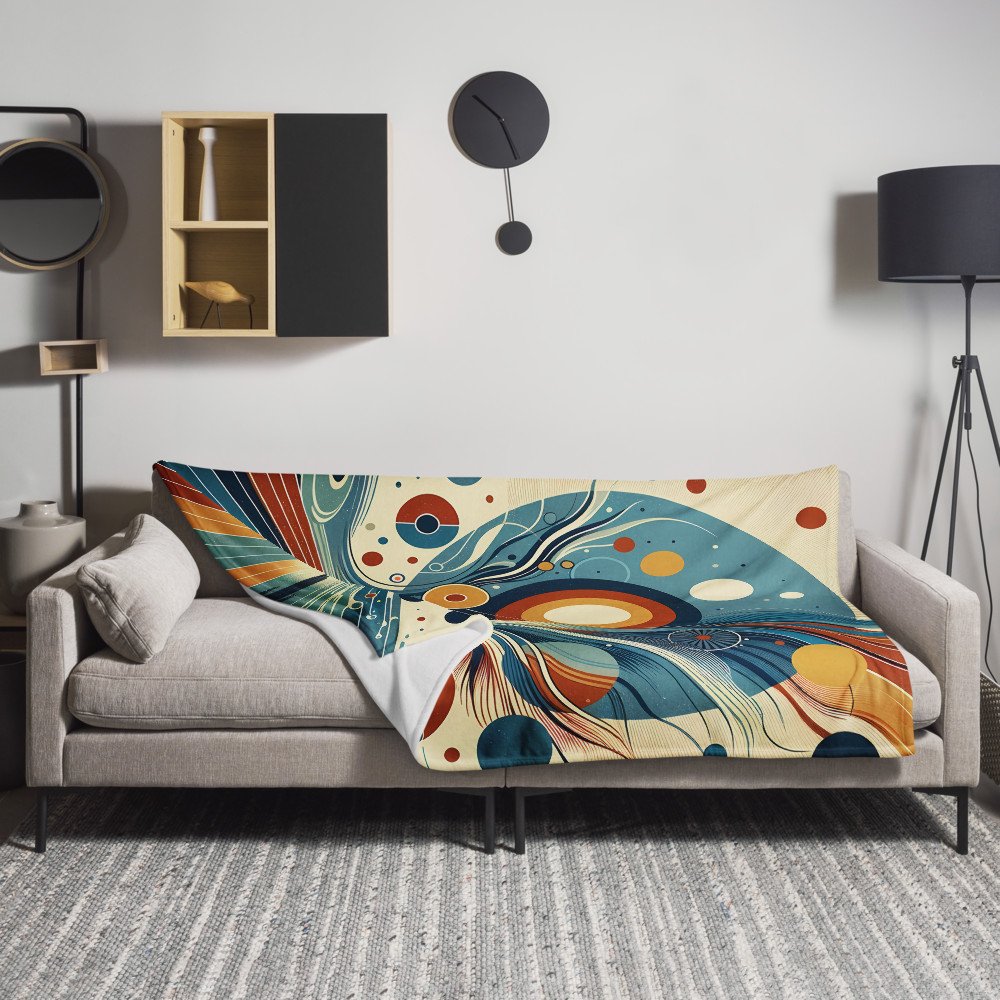 Retro Abstract Cosmic Swirls with Silhouette Figure