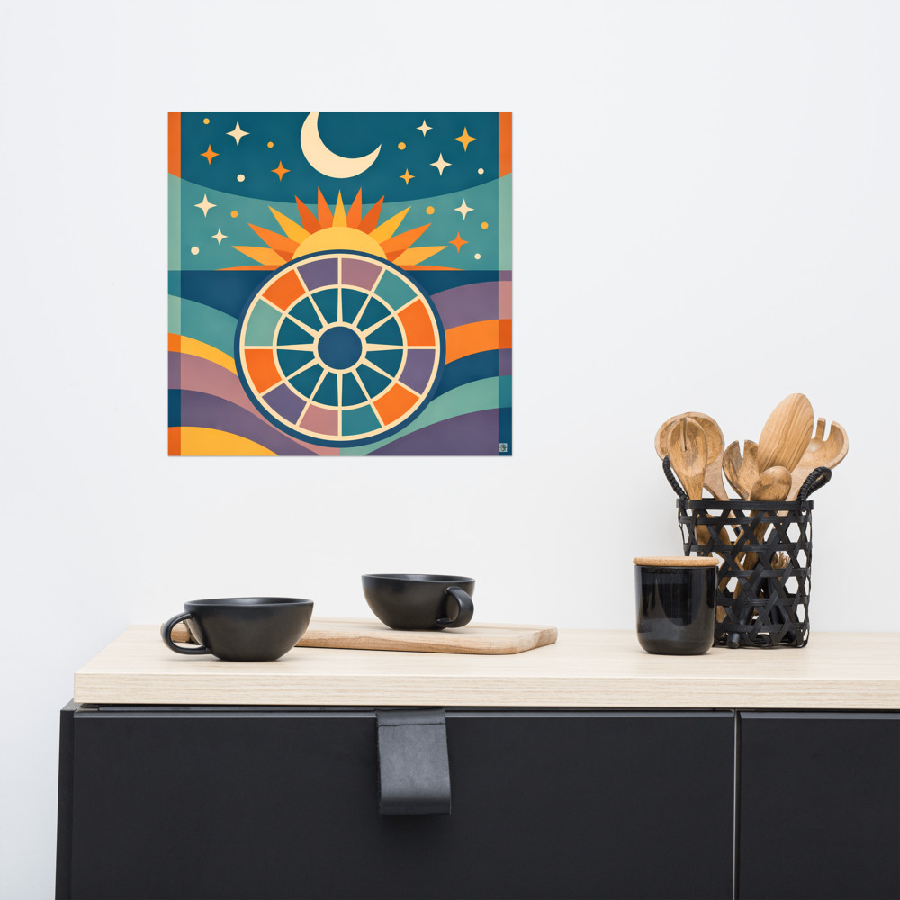 Celestial Sun Moon Wheel with Stars