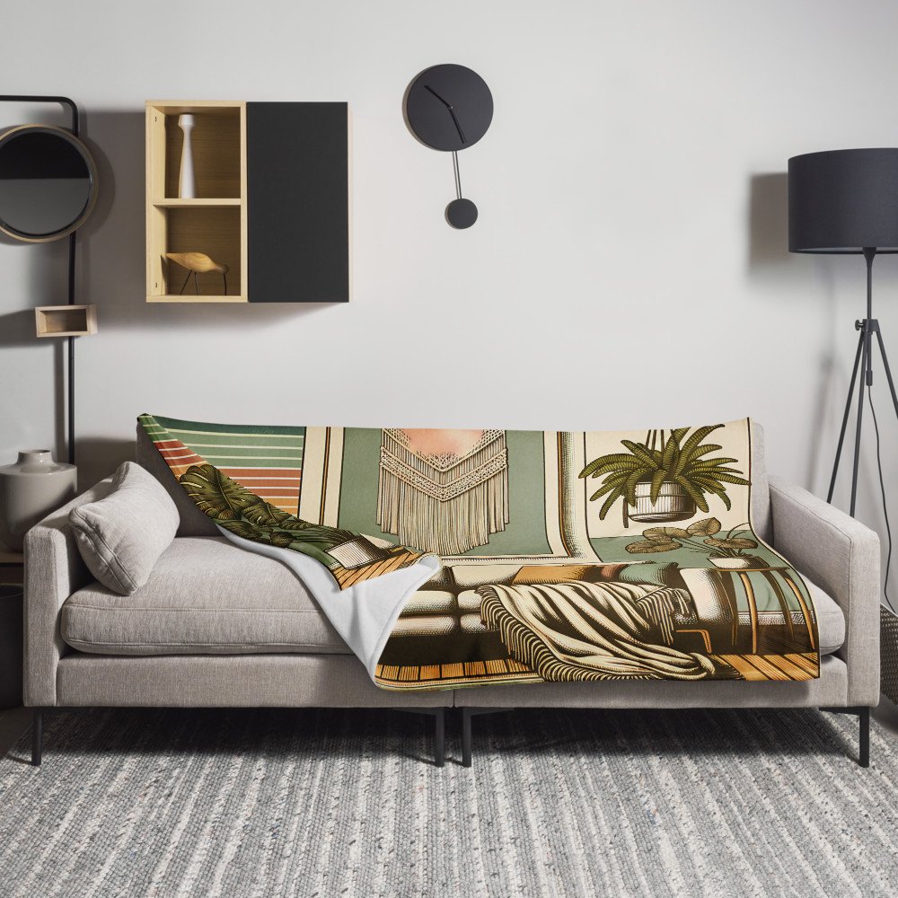 Mid Century Modern Boho Lounge with Houseplants