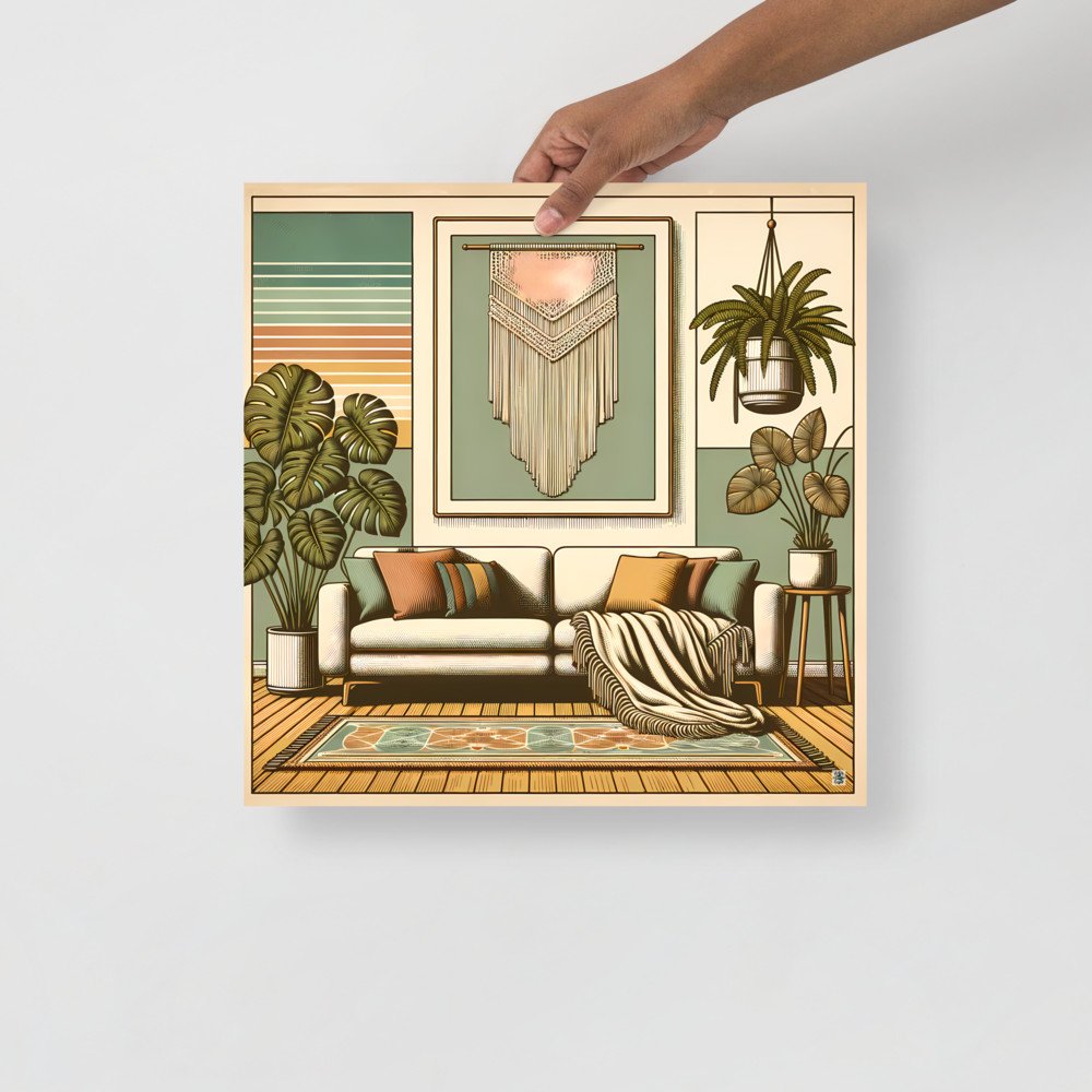 Mid Century Modern Boho Lounge with Houseplants